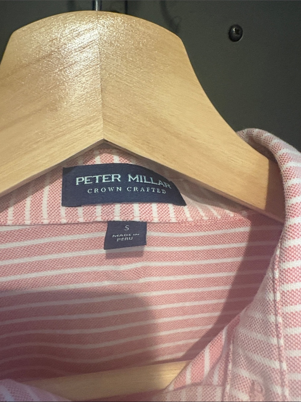 Peter Millar S NYT Men's Pink & White Striped Polo Shirt - Picture 3 of 12